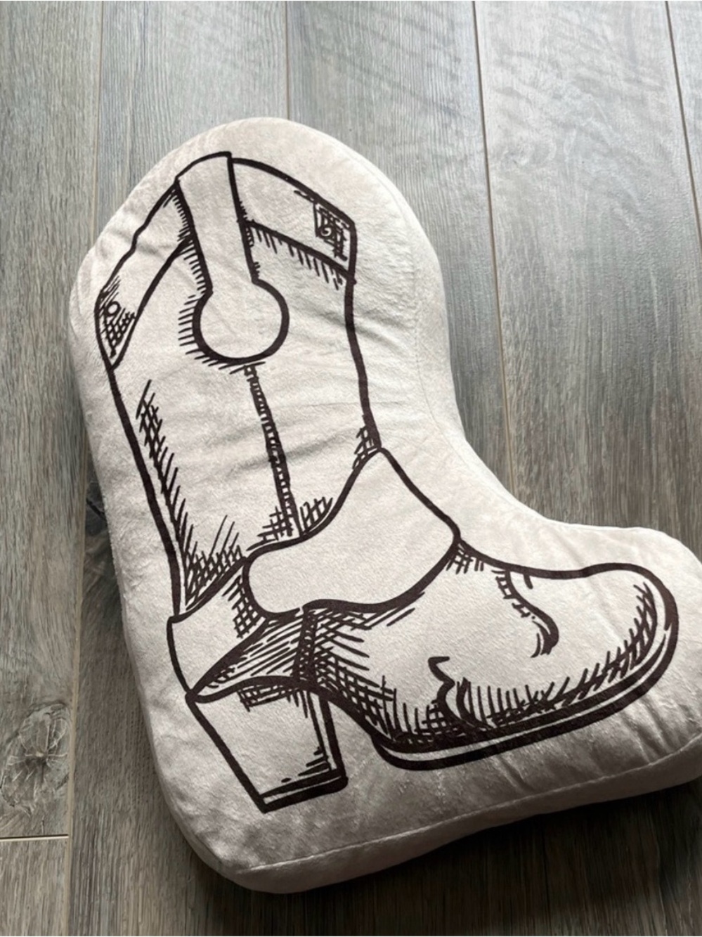 Western Boot Print Cushion and Matching Throw Set - Cream and Brown - Picture 3 of 5